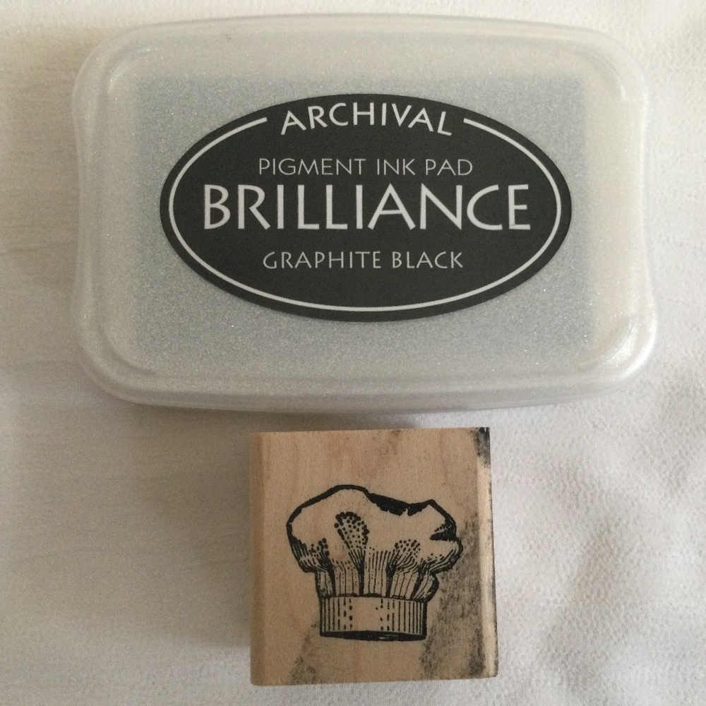 Chef or Baker Hat Rubber Stamp and Ink Pad Vintage